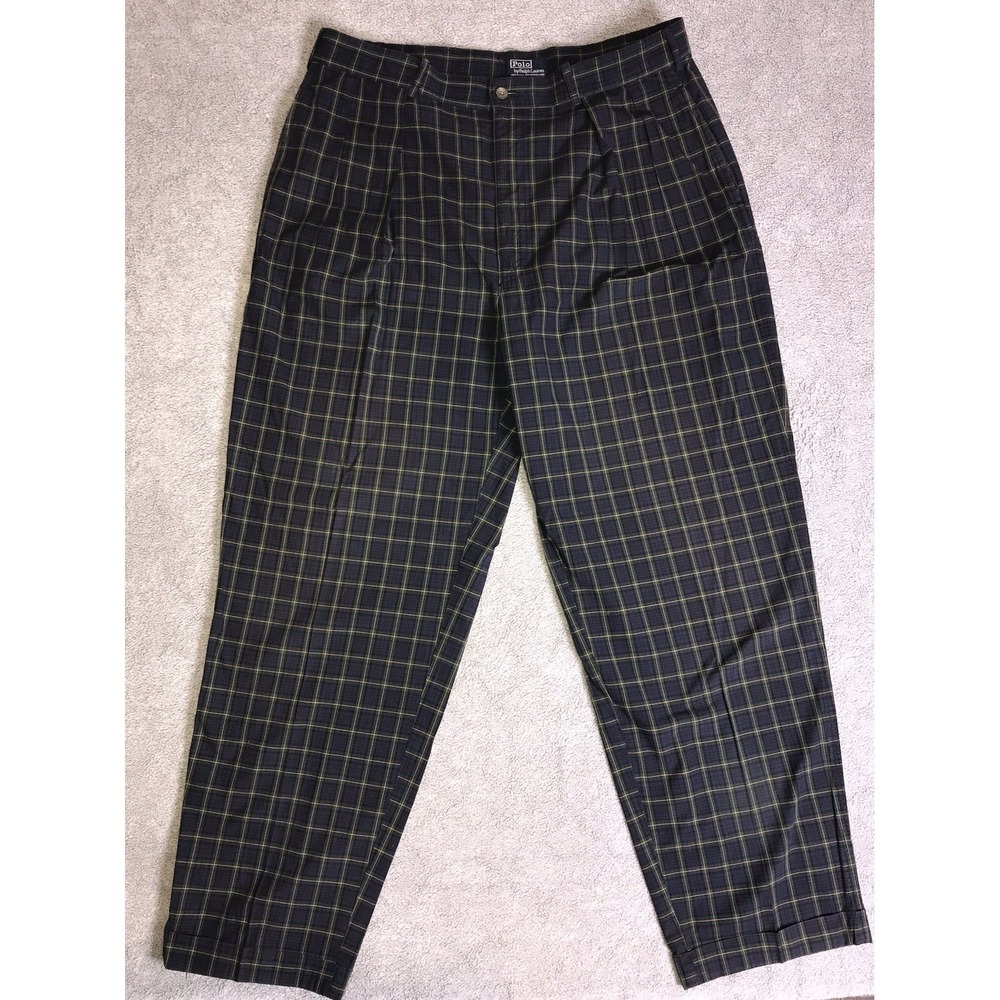 Polo by Ralph Lauren Men Plaid Dress Pants Classic Fit 36x30 Blue Green